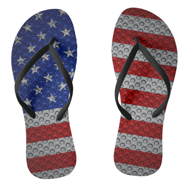 Patriotische Carbon Fiber Metal Steel American Fla Flip Flops (Fußbett)