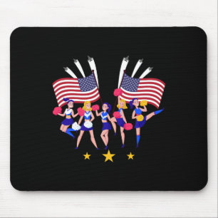 Patriotische Cheer-Squad-Cheerleaderin USA-Flagge Mousepad