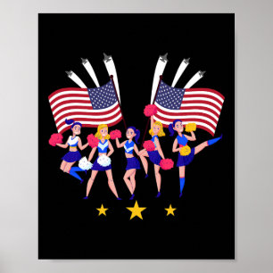 Patriotische Cheer-Squad-Cheerleaderin USA-Flagge  Poster