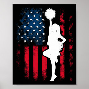 Patriotische Cheerleaderin US-Flagge 4. Juli Cheer Poster