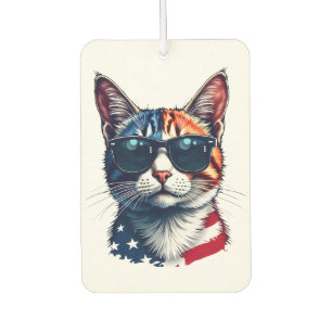 Patriotische Coole Katze mit Sonnenbrille Autolufterfrischer