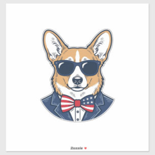 Patriotische Corgi-Sonnenbrille Vintage-Vektor-Art Aufkleber