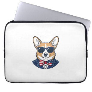 Patriotische Corgi-Sonnenbrille Vintage-Vektor-Art Laptopschutzhülle