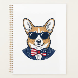 Patriotische Corgi-Sonnenbrille Vintage-Vektor-Art Planer