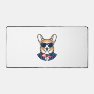 Patriotische Corgi-Sonnenbrille Vintage-Vektor-Art Schreibtischunterlage