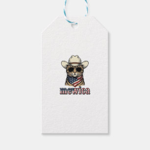 Patriotische Cowboy-Katze Mewica Vintage-Vektordes Geschenkanhänger