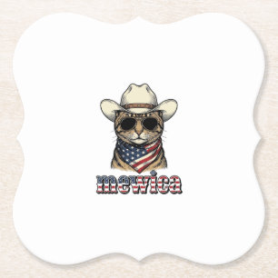 Patriotische Cowboy-Katze Mewica Vintage-Vektordes Untersetzer