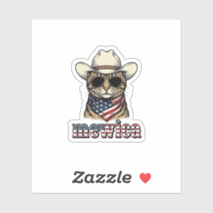 Patriotische Cowboy-Katze Mewica Vintage-Vektorgra Aufkleber