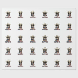 Patriotische Cowboy-Katze Mewica Vintage-Vektorgra Geschenkpapier