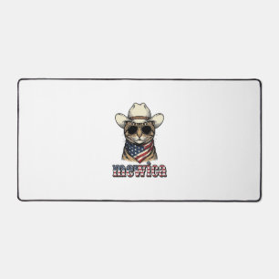 Patriotische Cowboy-Katze Mewica Vintage-Vektorgra Schreibtischunterlage