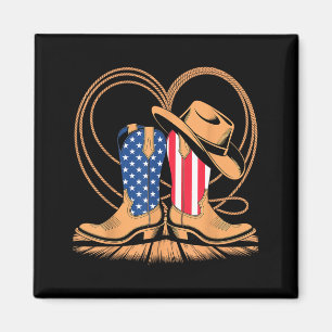Patriotische Cowboy-Stiefel Herz USA-Flagge Wester Magnet