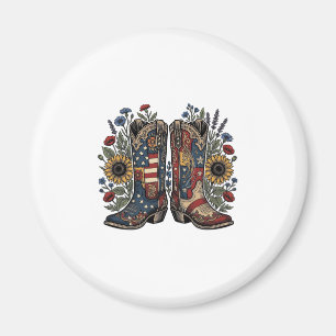 Patriotische Cowboy-Stiefel Sonnenblume Florales H Magnet