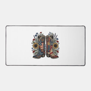 Patriotische Cowboy-Stiefel Sonnenblume Florales H Schreibtischunterlage
