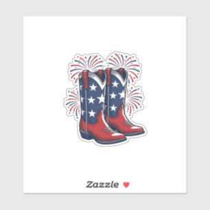 Patriotische Cowboy-Stiefel Vintage Western-Shirt- Aufkleber