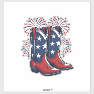 Patriotische Cowboy-Stiefel Vintage Western-Shirt- Aufkleber