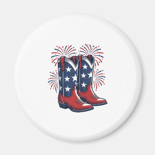 Patriotische Cowboy-Stiefel Vintage Western-Shirt- Magnet