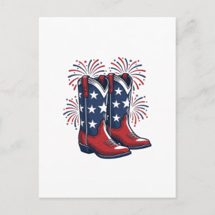 Patriotische Cowboy-Stiefel Vintage Western-Shirt- Postkarte