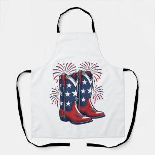 Patriotische Cowboy-Stiefel Vintage Western-Shirt- Schürze