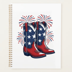 Patriotische Cowboystiefel Vintage Western-Shirt-D Planer
