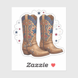 Patriotische Cowgirl-Stiefel Stars 4. Juli Western Aufkleber