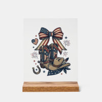Patriotische Cowgirl-Stiefel und Bow-Western-Shirt