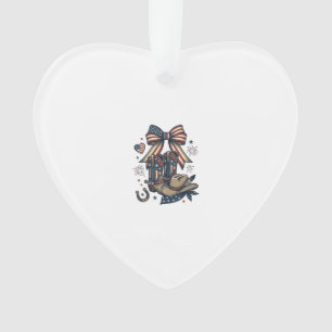 Patriotische Cowgirl-Stiefel und Bow-Western-Shirt Ornament