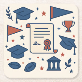 Patriotische Creme Uni Symbol Untersetzer Set