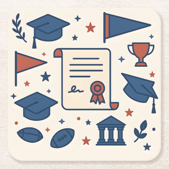 Patriotische Creme Uni Symbol Untersetzer Set (Vorderseite)