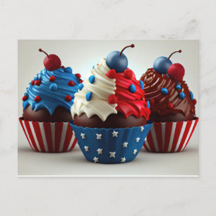 Patriotische Cupcakes Postkarte