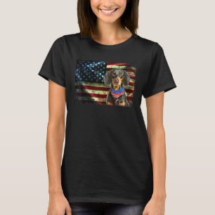 Patriotische Dackel Amerikanische Flagge Hunde Män T-Shirt
