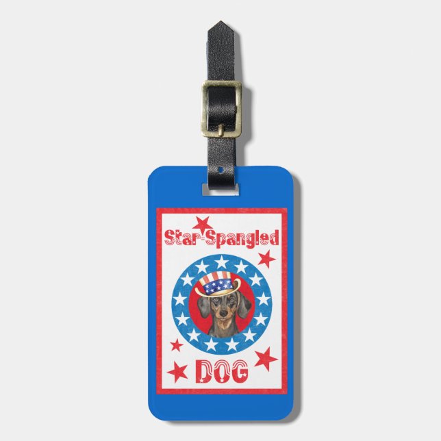 Patriotische Dackel Gepäckanhänger (Vorderseite vertikal)
