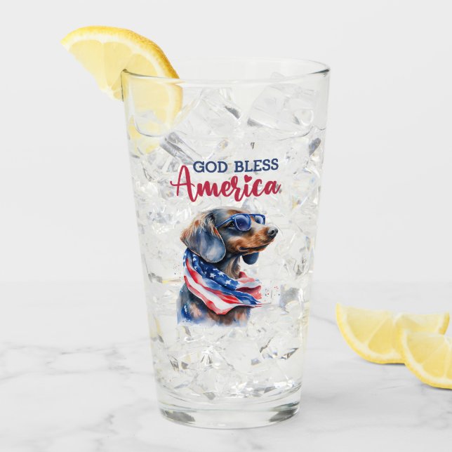 Patriotische Dackel Glas (Vorderseite Ice)