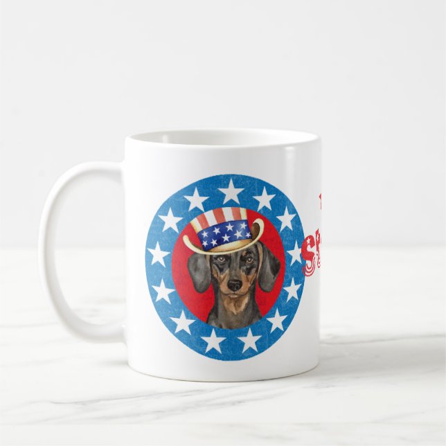 Patriotische Dackel Kaffeetasse (Links)