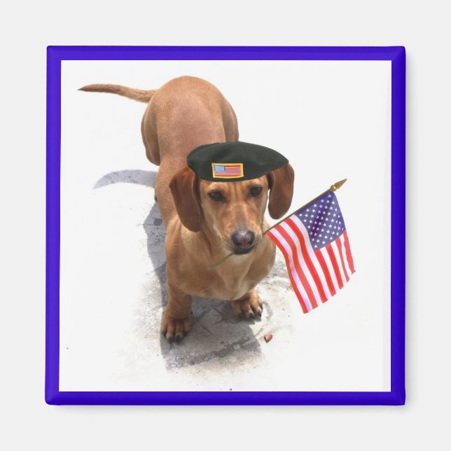 Patriotische Dackel Magnet (Vorne)
