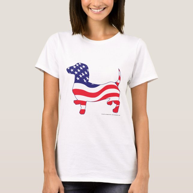 Patriotische Dackel USA T-Shirt (Vorderseite)