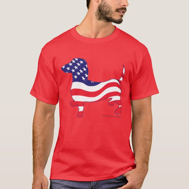 Patriotische Dackel USA T-Shirt (Vorderseite)