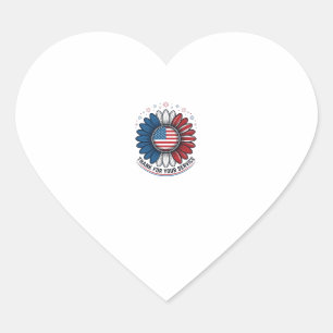 Patriotische Daisy Dank Für Dein Dienstleistungs-S Herz-Aufkleber