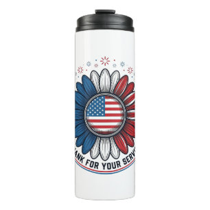 Patriotische Daisy Dank Für Ihren Dienst Shirt Des Thermosbecher