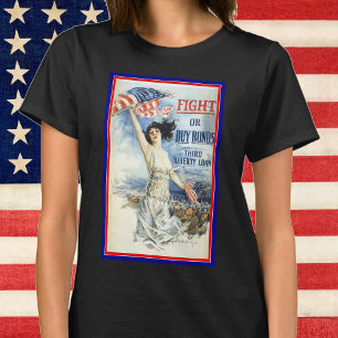 Patriotische Dame im Vintage-Stil mit amerikanisch T-Shirt