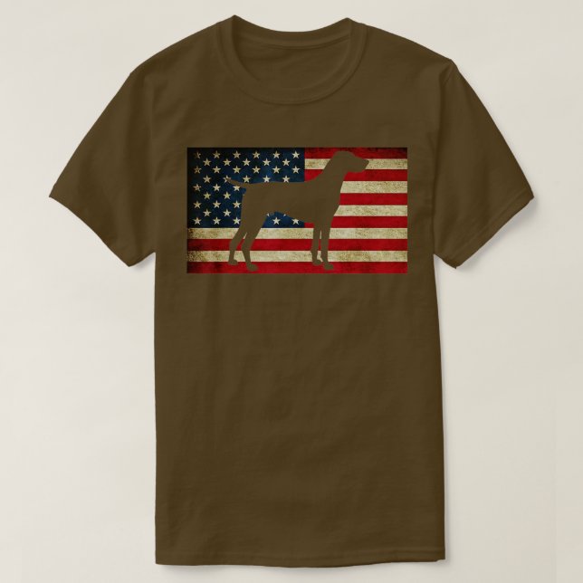 Patriotische Deutsche Kurzhaarfahne Pointer Americ T-Shirt (Design vorne)