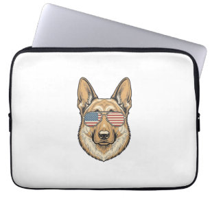Patriotische Deutsche Schäferhund-Sonnenbrille Vin Laptopschutzhülle