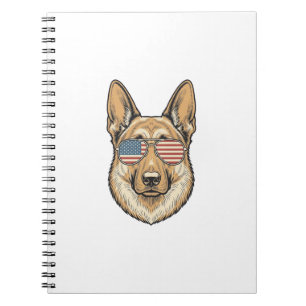 Patriotische Deutsche Schäferhund-Sonnenbrille Vin Notizblock