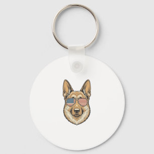 Patriotische Deutsche Schäferhund-Sonnenbrille Vin Schlüsselanhänger