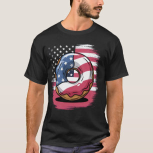 Patriotische Donut Mit Amerikanischen Flaggenfarbe T-Shirt