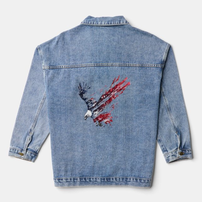 Patriotische Doppelexposition Adler Amerikanische  Jeansjacke (Rückseite)