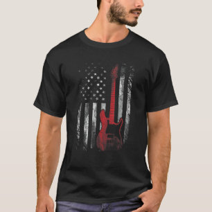 Patriotische E-Gitarre Amerikanische US-Flagge Mus T-Shirt