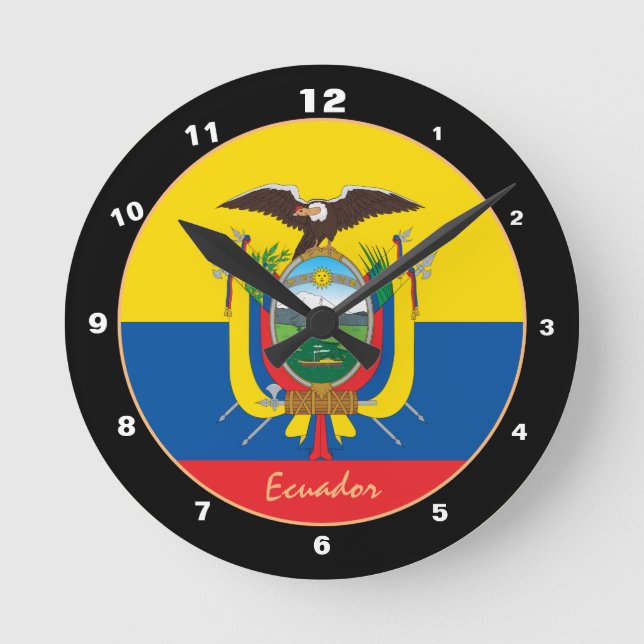 Patriotische Ecuador-Flagge, Ecuador Zuhause / Des Runde Wanduhr (Vorderseite)