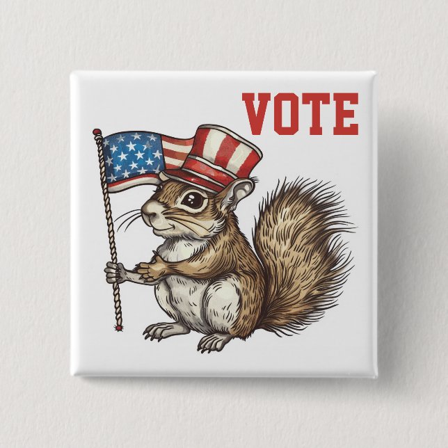 Patriotische Eichhörnchenabstimmung Button (Vorderseite)