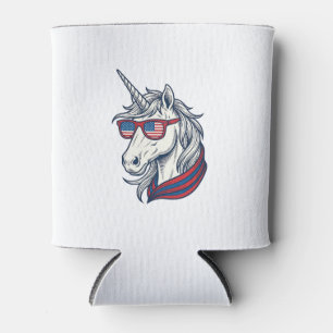 Patriotische Einhorn-Flagge-Sonnenbrille Vintage-V Dosenkühler