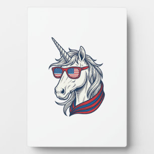 Patriotische Einhorn-Flagge-Sonnenbrille Vintage V Fotoplatte